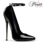 Pleaser プリーザー パンプス ハイヒール 大きいサイズ 小さいサイズ 黒 ブラック エナメル 16 cm ヒール 高め レディース メンズ ポインテッドトゥ ベルト 取寄