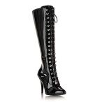 Pleaser プリーザー ハイヒール ロングブーツ 黒 ブラック エナメル 10 cm ヒール レディース メンズ ポインテッドトゥ 編み上げ ジッパー 大きいサイズ 取寄
