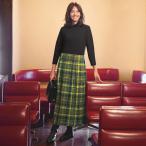 イタリア素材 チェック ドッキングワンピース ワンピース ジャージーワンピース A24001