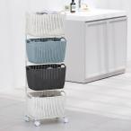 CURVER/カーバー ニット調ランドリーワゴン＋バスケットセット 新スクエアタイプ（４段ワゴン＋スクエア×４個） 生活雑貨 便利グッズ 日用品 622007