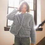 ショッピング柄 ケーブル柄 フェイクファー ノーカラージャケット サステナブル 133001