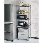 ステンレス棚ダストボックス上幅伸縮ラック 棚4段 キッチン収納 レンジ台 キッチンラック H82306