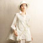 ショッピングスパンコール ビーズ＆スパンコール入り刺しゅう コットン フレアーチュニック シャツ ブラウス 165901