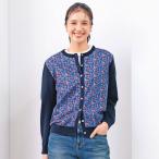 LIBERTY PRINT/リバティプリント 「フローラルフラッグ」 ドッキングカーディガン ニット セーター サマーニット 168801 ディノス