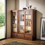 天然木段違い引き戸本棚 ロータイ�