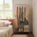 プロ仕様 棚付き頑丈ハンガーラック 幅90cm 衣類収納 ハンガーラック パイプハンガー 589309