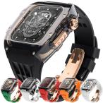 apple watch アップルウォッチ バンド 44mm 45mm ULTRA 49mm クリア 透明 ウルトラ ベルト ステンレス ケース カバー 一体型 ラバー メンズ