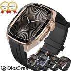 apple watch アップルウォッチ バンド ベルト 46mm スポーツモデル メタル ケース カバー 一体型　ラバー  メンズ