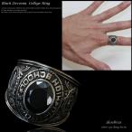 シルバーリング　カレッジリング シルバーアクセサリー ブラックジルコニア  メンズ リング 指輪 シルバー925