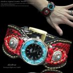 腕時計 メンズ ターコイズ オニキス 時計 レザーブレス ウォッチ パイソン 蛇革 ベルト牛革 シルバー925 コンチョ