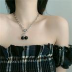 Yahoo! Yahoo!ショッピング(ヤフー ショッピング)ブラックブラックチェリー ネックレス チェーンチョーカーネックレス アクセサリー ファッション小物 韓国スタイル レトロ おしゃれ かわいい 10代