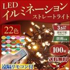イルミネーション LED 100球 全24色 遠隔リモコン付き ストレートタイプ 屋外 庭 ガーデニング イルミネーションライト 防水 防滴 装飾 クリスマス