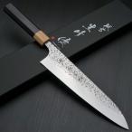 牛刀 210mm 包丁 越前打刃物 黒崎優 粉末ステンレスハイス スーパーゴールド2 槌目 本鍛造 7寸 雫 TVで放送!