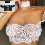 トップス タンクトップ オフショルダー クロップトップス ビスチェ  半袖 レディース インナー