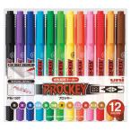 アケボノクラウン プロッキー（極細+細字丸芯）12色セット 黒赤青緑黄ソフトピンク水色茶紫橙黄緑黄土色 PM120T12CN