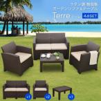リーベ ラタン調 ガーデンテーブル・ソファー 4点セット テーレ ブラウン 13039260-001