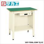 サカエ 一人用作業台・高さ調整タイプ カラー:アイボリー、天板カラー:グリーン  TCP096AI