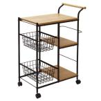 Cachette カシェット スチールキッチンワゴン ナチュラル/ブラック 幅650×奥行380×高さ8750mm 85-384