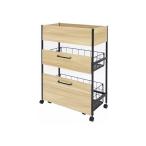 ヤマソロ スチール収納ワゴン ナチュラル/ブラック 幅65×奥行30×高さ85cm 85-420