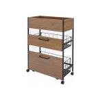 ヤマソロ スチール収納ワゴン ブラウン/ブラック 幅65×奥行30×高さ85cm 85-421