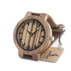 BOBO BIRD 10035ナチュラルデザイン木製腕時計、ブラウン本革バンドジャパン2035ムーヴクォーツウッドウォッチ EC21