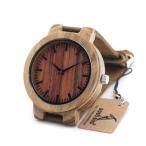 BOBO BIRD 10035ナチュラルデザイン木製腕時計、ブラウン革バンドジャパン2035ムーヴクォーツウッドウォッチ EC16