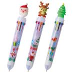 クリスマス 10色カラーボールペン　/聖夜/ナイト/冬/景品/粗品/プレゼント　★ロット割れ不可　120個以上でご注文願います　230個以上で送料無料