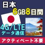 日本国内用 プリペイド SIMカード Softbank電波利用 4G/3G データ通信 6GB/8日間 使い捨て 身分証明登録不要 アクティベート不要 即時開通 SIM2FLY