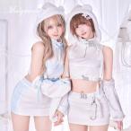 [正規品]【あすつく】コスプレ 天使界隈 天使 アニマル クマ ファー ベア ホワイト ブルー セットアップ フード もこもこ ハロウィン マリームーン【10089】