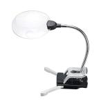 スタンドルーペ ledライト付 2WAY仕様 クリップ対応 拡大鏡 スタンド ルーペ レンズ径11cm 2.5倍/８倍  ルーペ 卓上   老眼 ネイル 手芸