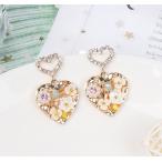 Yahoo! Yahoo!ショッピング(ヤフー ショッピング)ピアス レディース 韓国 ハート ストーン ビジュー お花