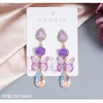 Yahoo! Yahoo!ショッピング(ヤフー ショッピング)ピアス レディース 韓国 揺れる 薔薇 蝶々 ぶら下がり 大ぶり