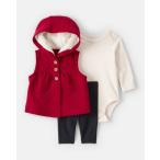 ショッピングカーターズ 女児、18M、3点、白、ロンパース、ズボン、黒、赤、ベスト、リボン柄、carter's、カーターズ。