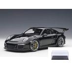Diecast Car &amp; Display Case Package - Porsche 911 (991) GT3 RS, Gloss Black - Auto Art 78164-1/18 S