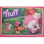 VINTAGE BARBIE Doll's FLUFF Poseable KITTEN Cat w SCRATCHING POST, Carrier &amp; More! (1982 Mattel Ha