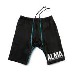 スパッツ(紐有) L（ALSH-L-BKBU）ALMA 柔術対応 MMA 空手 格闘技 スポーツウェア