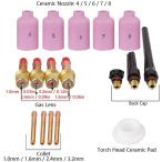 WP-17/18/26 TIG溶接機用 ガスレンズコレットボディ消耗品 お手入れ用のクロス付き 17pcs セラミックノズル コレット バッ