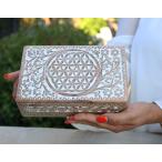 【並行輸入品】 アクセサリーケース ジュエリーボックス 収納 DharmaObjects 大型手彫りフラワーオブライフ木箱ジュエリータロットカード収納マ