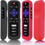 Roku用リモートケース2パック、TCL RokuスマートTVスチームスティックリモート用バッテリーカバー、Roku TVリモートカバーシリコン保護