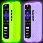 Roku用リモートケース2パック、TCL RokuスマートTVスチームスティックリモート用バッテリーカバー、Roku TVリモートカバーシリコン保護