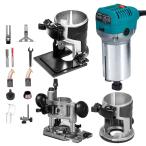 VEVOR コンパクトルーター 1.25HP 固定ベース、プランジベース、チルトベース付き、可変速ウッドルーターキット 最大トルク 30,000RP