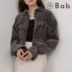 ショッピングバブ バブ Bab コーデュロイシャーリングリボンショートブラウス トップス ミドル丈 長袖 7533402