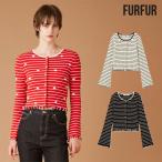 ショッピングファーファ SALE20%OFF  ファーファー FURFUR トップス 25秋冬 プティフラワーボーダーカーディガン 長袖 ショート丈 rwnt261017