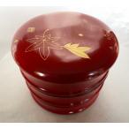 国産 木製 重箱 おせち 本漆塗 春秋蒔絵つづみ型 丸三段重 金 6寸 18cm 朱塗内すり漆 香川漆器 弁当箱 漆器