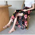 2way フラワー フレアシフォン ラップスカート 25 花柄 パレオ 巻きスカート ロングスカート マキシ リゾート ワンピース 大きいサイズ 水着