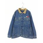 古着 90s TOMMY HILFIGER 裏地 チェック キルティング フラッグ パッチ デニム ジャケット Gジャン XL 古着