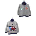 キッズ 古着 60s 機関車 乗り物 ワッペン付き ヘビー ニット カウチン ジャケット 7-8歳位 古着