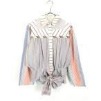 ショッピングKOOS レディース 古着 80s Koos van den Akker カラフル ストライプ チェック マルチ パターン ウエストリボン シャツ S 古着