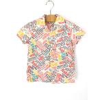  Kids б/у одежда 70s красочный pop Британия знак общий рисунок . воротник короткий рукав хлопок рубашка 4 лет ранг б/у одежда 