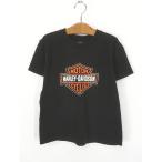  Kids б/у одежда 00s HARLEY DAVIDSON балка &amp; защита графика футболка чёрный XS 10 лет . высший б/у одежда 